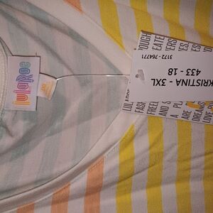 LuLaRoe Kristina 3xl Striped Multicolor Top
